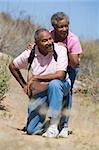 Senior couple on walk in countryside