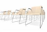 School chairs on a white background 3d image