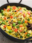 Close up image of Vegetable Pilau Rice in a Balti Dish