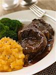 Shin of Beef Braised in Stout with Mashed Swede and Broccoli