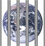 Jailed earth isolated in white