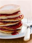 Pancakes with strawberry jam