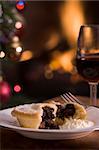 Mince Pie with Brandy cream and a Glass of Sherry