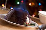 Christmas Pudding with a Brandy Flambe