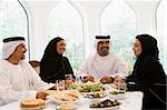 A Middle Eastern family enjoying a meal