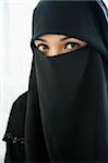 Portrait of a middle eastern woman wearing a black hijab