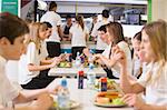 High school students eating in the school cafeteria