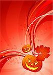 Halloween background with pumpkin and wave pattern, element for design, vector illustration