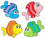 Striped fishes collection - vector illustration.