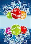 Christmas frame with sphere and snowflakes, element for design, vector illustration