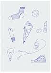 Set of funky hand-drawn elements of modern urban life. Vector illustration