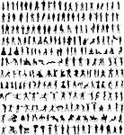 Hundreds of different vector people silhouettes