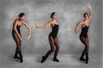 Beautiful Modern Dancer in Various Poses on Mottled Studio Background