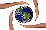 Young Hands Surrounding the Globe of the Future
