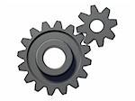 An isolated two small cogwheels on white background