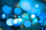 Abstract background of blue blurred street lights
