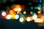 Abstract background of blurred street lights at night