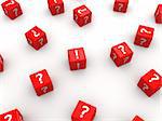 3d rendered illustration of some red dice with questionmark