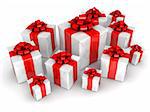 3d rendered illustration of some white  christmas presents