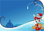 Snowy Christmas 7 - background illustration   with snowman as vector