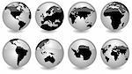 world in glossy globes