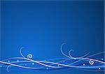 Noël fond bleu : composition de lignes courbes et les flocons de neige - idéal pour les fonds d'écran, ou la superposition sur les autres images