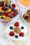 Healthy breakfast or snack with yogurt and fresh fruits
