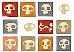 Muster lustige Schädeln und Knochen in verschiedenen Farben hergestellt. Vektor-illustration