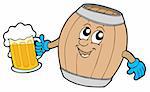 Cute wooden keg holding beer - vector illustration.