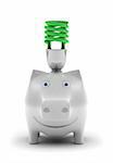 Happy piggy bank, smiling about conserving energy