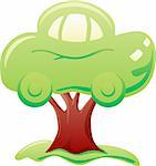 Abstract green car on tree symbolizes biofuel