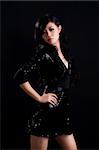 beautiful asian girl in a beautiful black dress