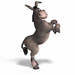 sweet cartoon donkey with pretty face over white and clipping Path
