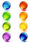 Vector illustration - Eight glass colour button