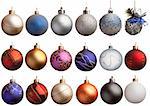 Set of 18 chrismas balls, isolated