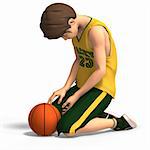 young manga character in basketball clothes With Clipping Path