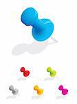 Set of colourful push pins.  Please check my portfolio for more stationary illustrations.