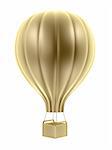 golden hot air balloon isolated on white background