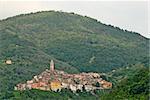 Panoramic view of small town Castel Vittorio. Liguria. Italy