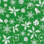 Christmas seamless background with snowflake, mistletoe, bell, element for design, vector illustration