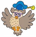 Flying owl teacher - vector illustration.