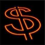 Hot Dollar - glowing filament in the shape of a dollar