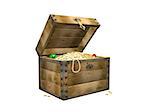 3d the wooden box, filled with gold coins