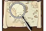 Old map with magnifier
