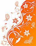Abstract flower background with butterfly, element for design, vector illustration