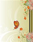 Flower background with circle and butterfly, element for design, vector illustration