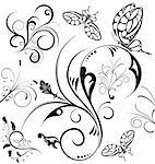 Collect flower with butterfly, element for design, vector illustration