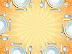 Place setting with plate, fork, spoon and knife