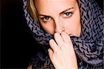 Arab woman using veil with amazing green eyes.