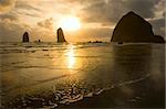 A golden sunset at Cannon Beach, Oregon